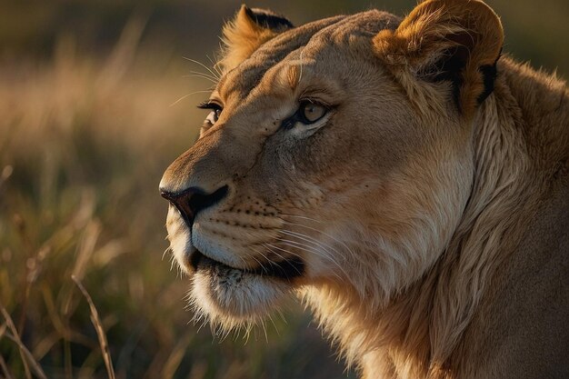 Lioness and mate enjoying serene moment