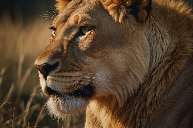 Lioness and mate sharing tender moment