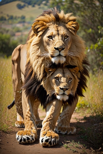 A lioness with her cub