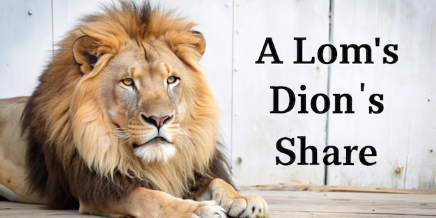 A lions share idiom on a white background