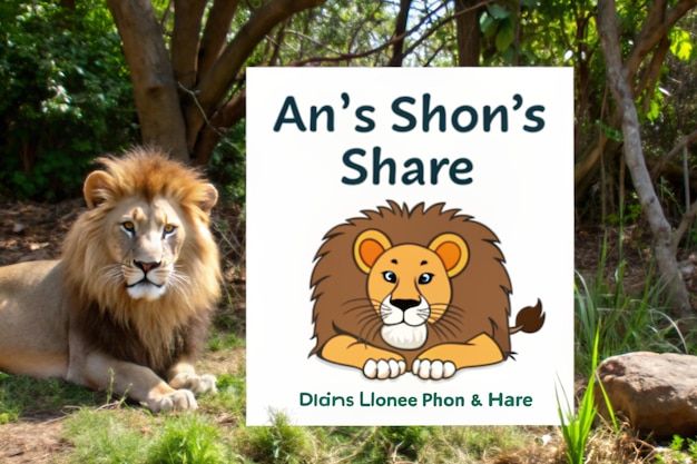 A lions share idiom on a white background