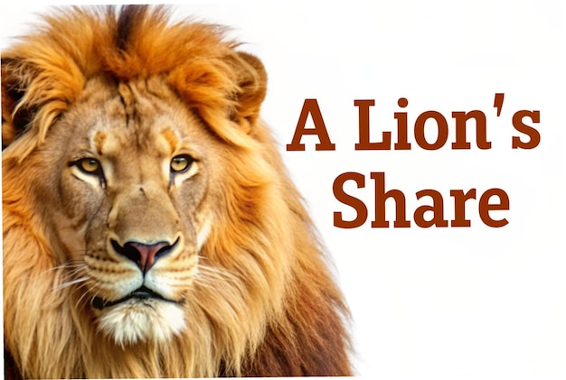 A lions share idiom on a white background