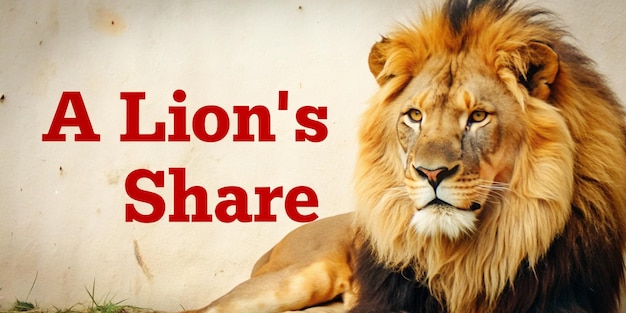 A lions share idiom on a white background