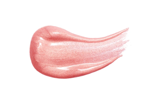 Lip gloss sample isolated on white Smudged pink lipgloss