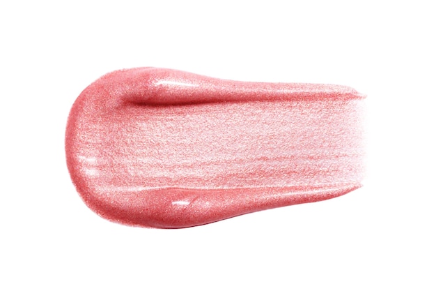 Lip gloss smear isolated on white Smudged makeup product sample