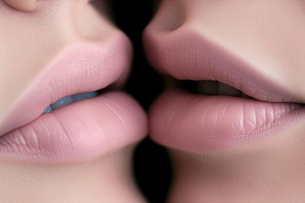 Lips of two kissing women closeup LGBT community Generative AI