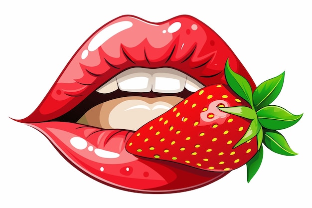 lips with strawberry