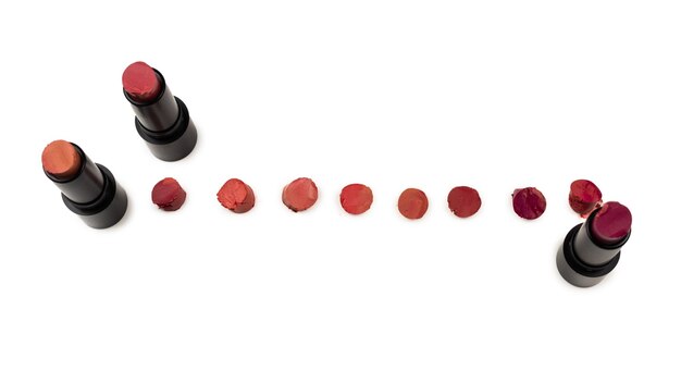 Lipstick swatches isolated on white background