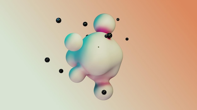 Photo liquid abstract animated white metaball floating spheres blobs drops bubbles  deformation 3d render