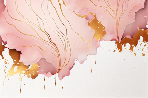 Liquid abstract pink watercolor painting alcohol ink background