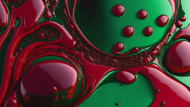 liquid acid texture bubble fluid green and red color glossy oil Illustration Generative AI