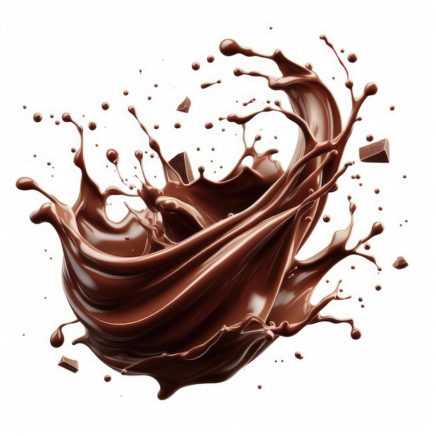 liquid chocolate splash tornado isolated on white background