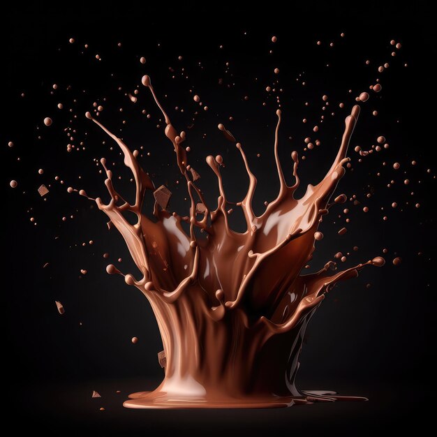 liquid chocolate splash tornado isolated on white background