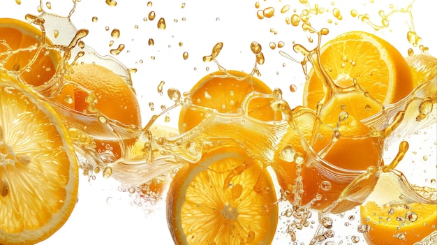 Liquid Citrus Burst on Transparent Background PNG white background