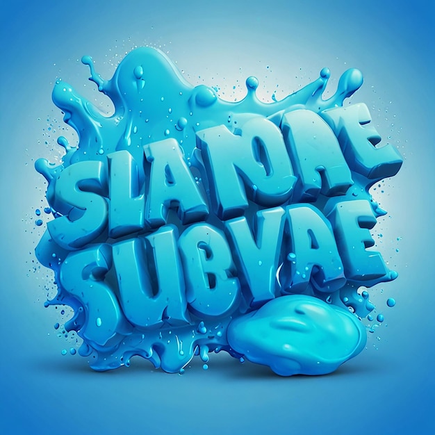 Photo liquid editable text effect template blue slime 3d bold cartoon text style