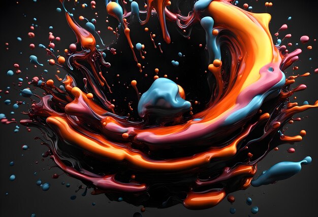 liquid explosion on black 3d illustration