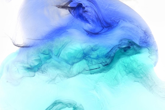 Liquid fluid art abstract background Blue acrylic paint underwater galactic smoke ocean