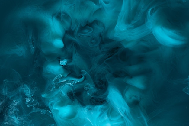 Liquid fluid art abstract background. Blue acrylic paint underwater, galactic smoke ocean