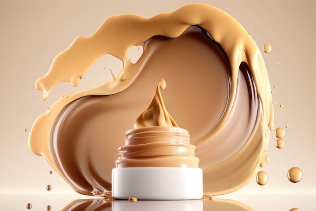 Liquid foundation cream with creamy crown splash Tone cream AI Generation