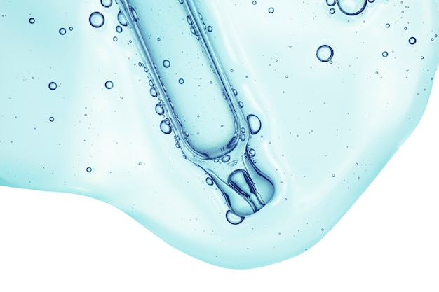 Liquid gel or serum on a screen of microscope white isolated background