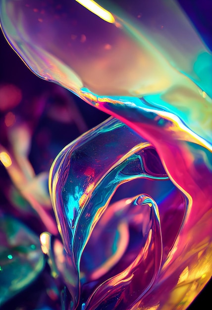 Liquid glass light refractions abstract