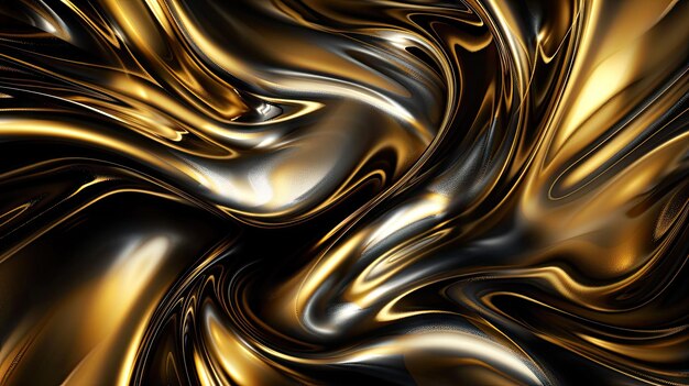 Liquid Gold and Black Abstract Swirls