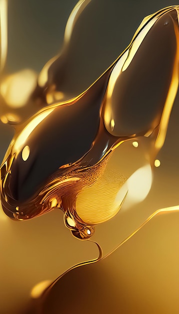 Liquid gold metallic dynamic glossy fluid abstract luxurious background