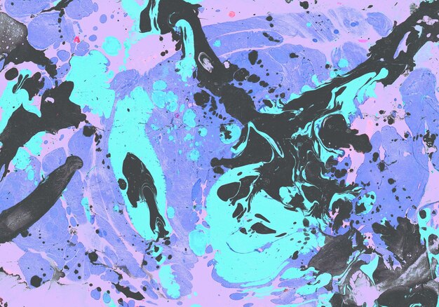 Liquid marble paint Violet turquoise shades Abstract texture background