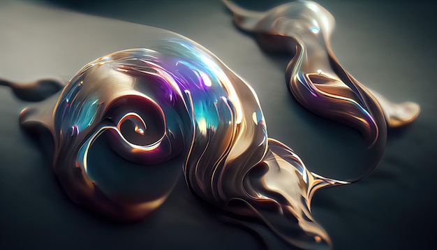 Liquid mercury dynamic glossy fluid abstract scifi tech background Trendy 3D digital illustration