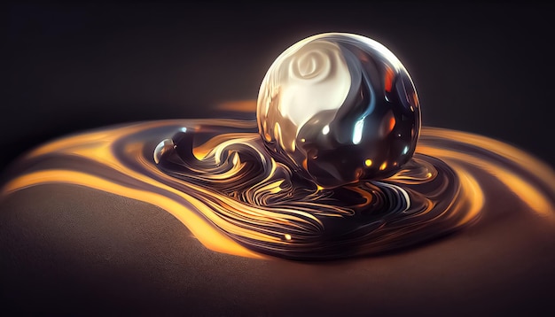 Liquid mercury dynamic glossy fluid abstract scifi tech background Trendy 3D digital illustration