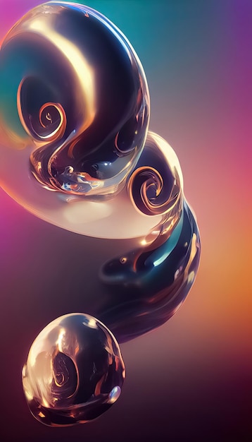 Liquid mercury dynamic glossy fluid abstract scifi tech background Trendy 3D digital illustration