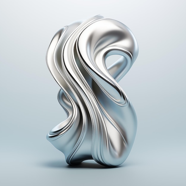 Liquid metal chrome highly detailed shiny 3D shape