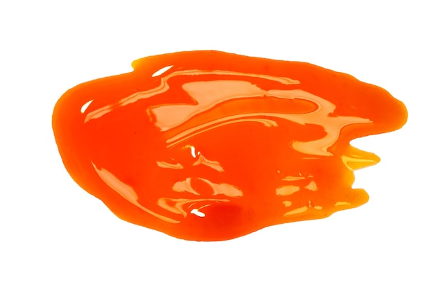 Liquid orange jelly isolated on white background