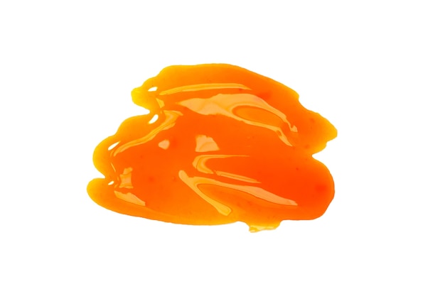 Liquid orange jelly isolated on white background