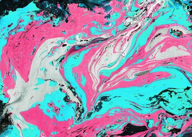 Liquid paint magenta pink black teal turquoise abstract marble background pattern modern ebru art