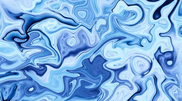 Liquid paint marbling effect Blue abstract background