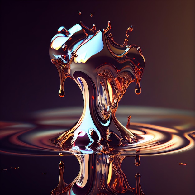 Liquid precious metal silver chrome splash effectgenerative ai