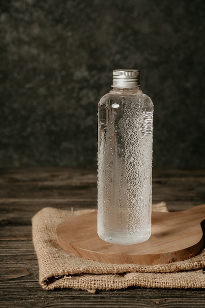 Liquid product on blank plastic container bottle