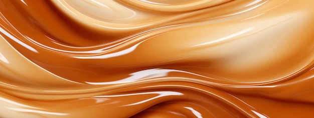 Photo liquid salted caramel syrup background of caramel paste texture close up top view