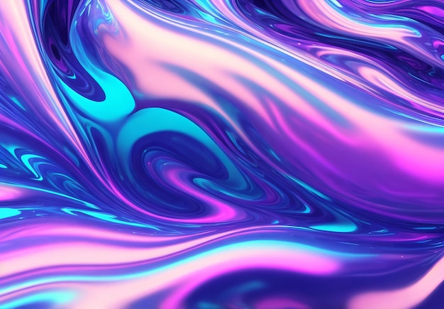 Liquid shapes abstract holographic 3D wavy background