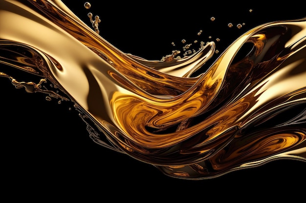 A liquid splashing in a black background