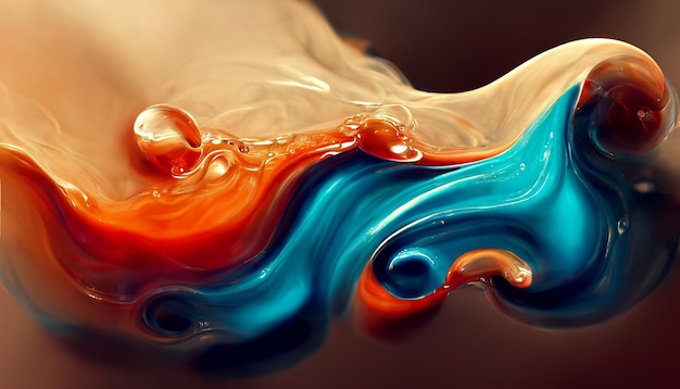 Liquid wave paint gouache Abstract background 3d render illustration