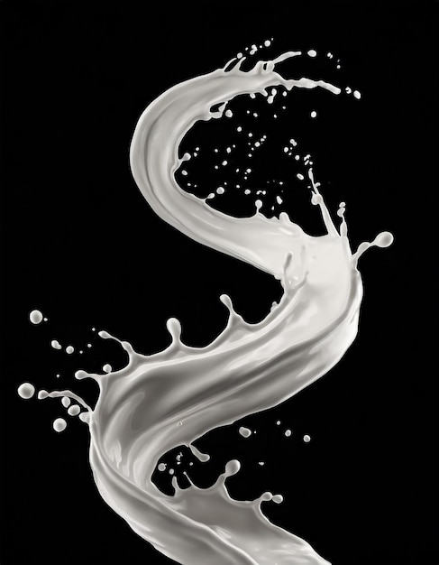 Photo liquid wave white splash paint loops curvy jet isolated on black background