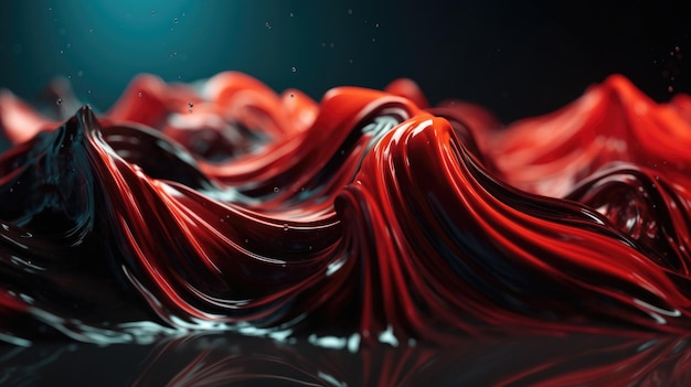 Liquid waves 3d gradient shapes flow into each other background red and turquoise