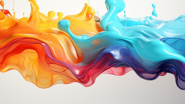 Liquid wavy colorful splash isolated on a white background