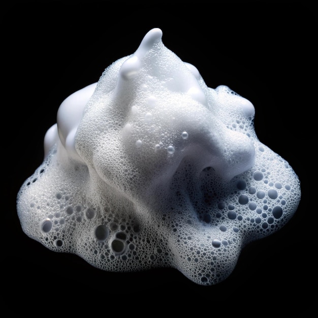 Photo liquid white foam from soap or shampoo or shower gel abstract soap bubbles set foam soap bubble isolated on black with clipping path texture and background