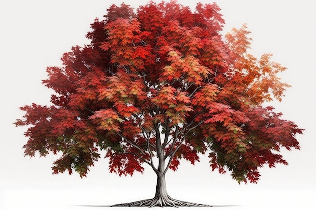 Liquidambar Tree On A White Background Generative AI