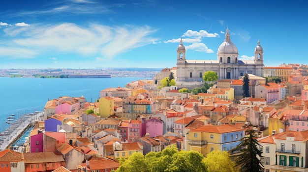 Lisbon city beautiful panorama view