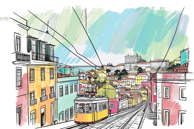 Lisbon landscape sketch