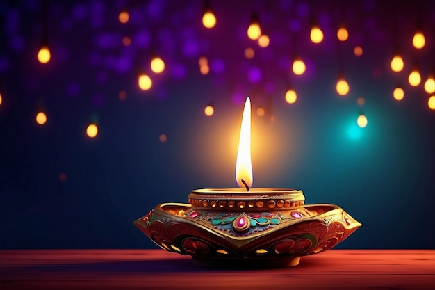 a lit candle is lit up on a table